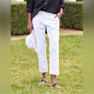 Frank & Eileen Wicklow White Raw Hem Pants | Size 10 Italian Stretch Cotton